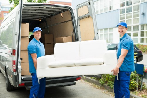 Removal van ready for a Canary Wharf apartment move