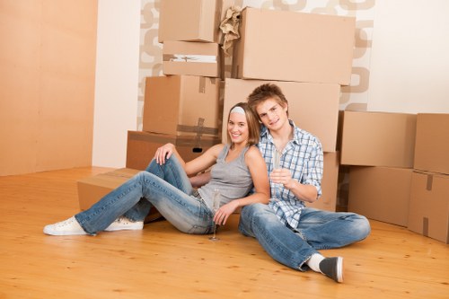 Professional movers handling office relocation in Canary Wharf
