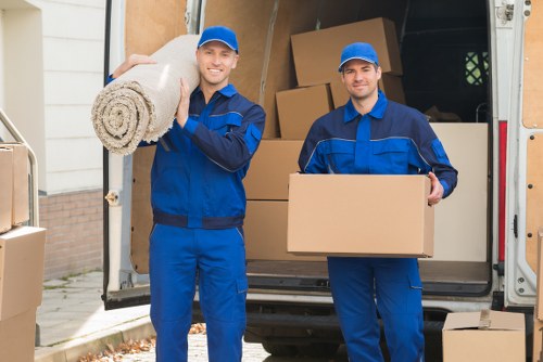 Removal truck hire vehicle in Canary Wharf loading boxes for a local move