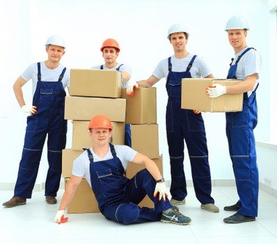 Professional removal team handling a Canary Wharf apartment move